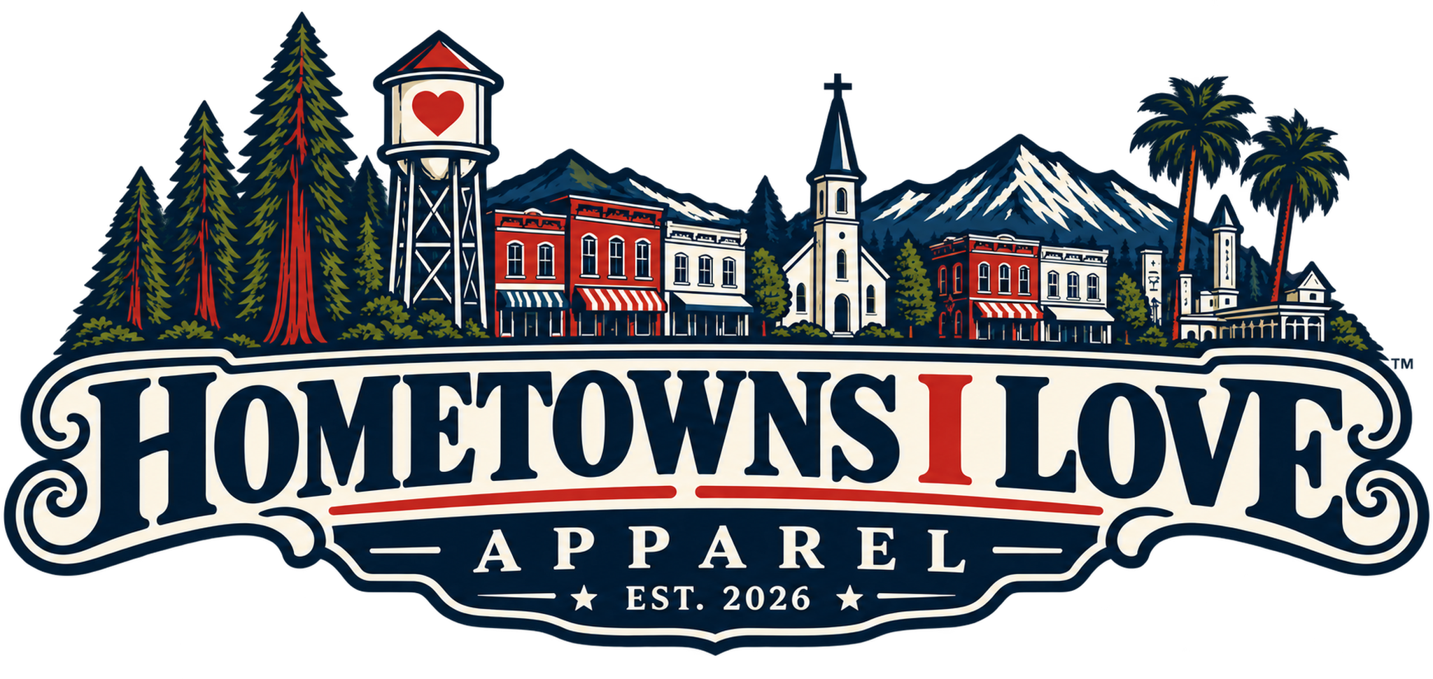 Hometowns I Love™ vintage Americana full-color logo