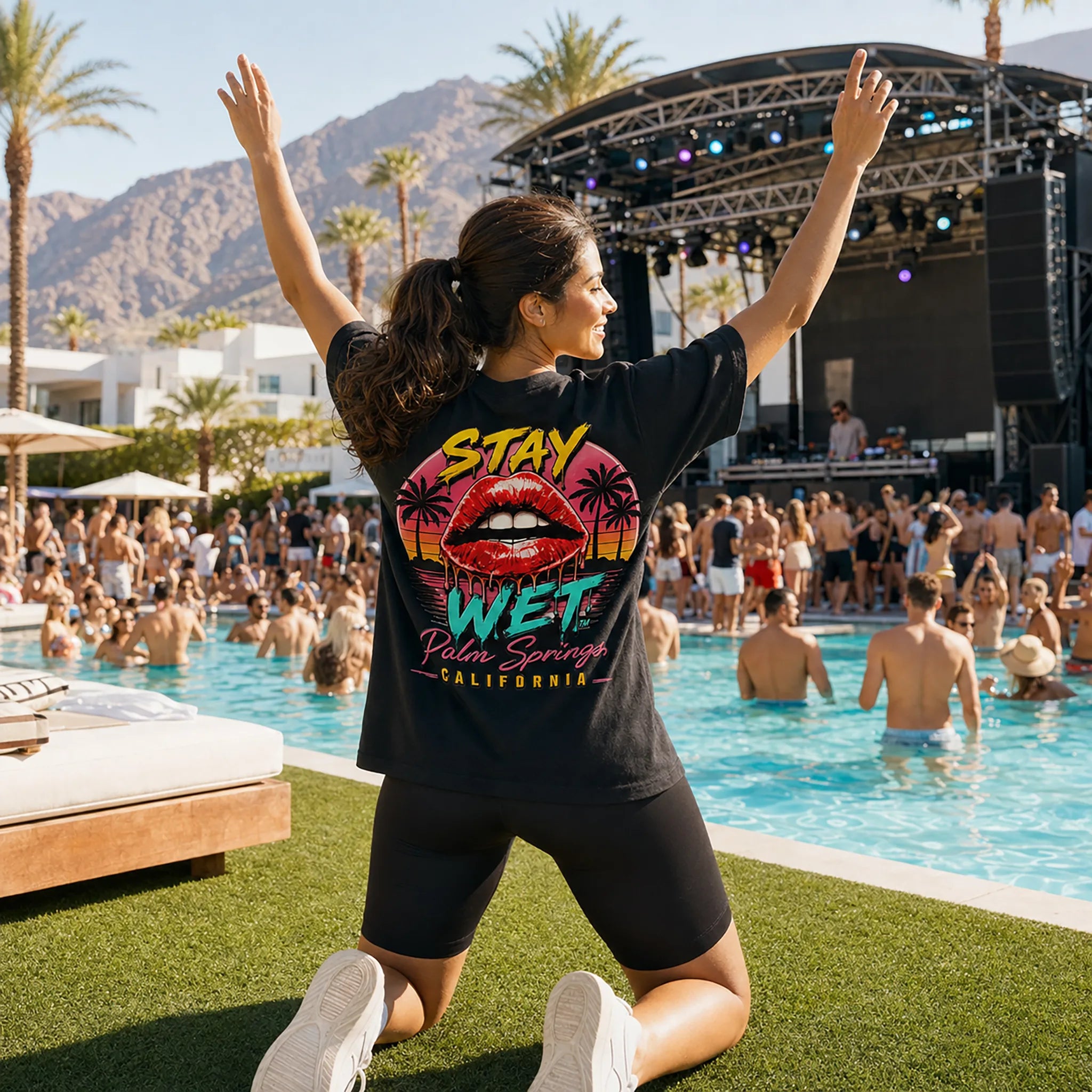 Stay Wet™ Hot Lips at Sunset – Front & Back Tee - Image 7