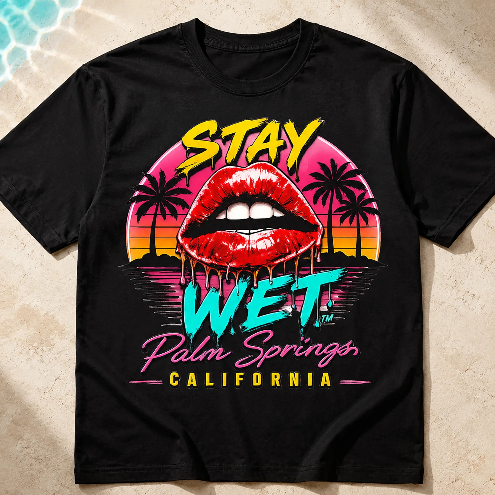 Stay Wet™ Hot Lips at Sunset – Graphic Tee - Image 4