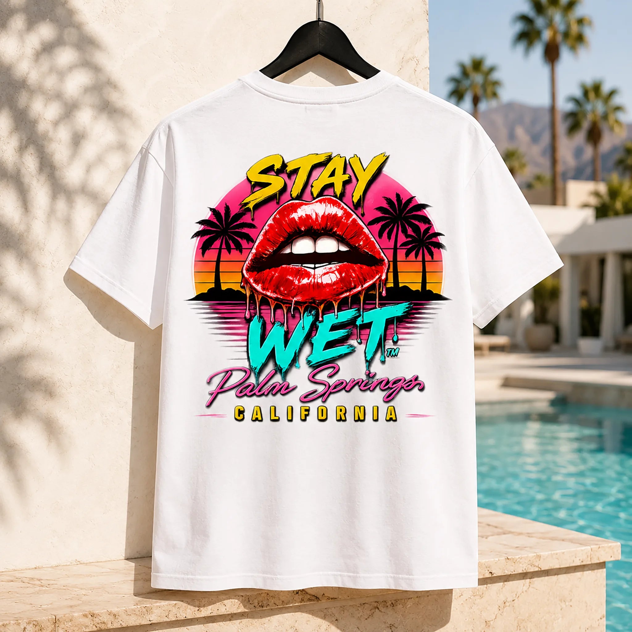Stay Wet™ Hot Lips at Sunset – Front & Back Tee - Image 8