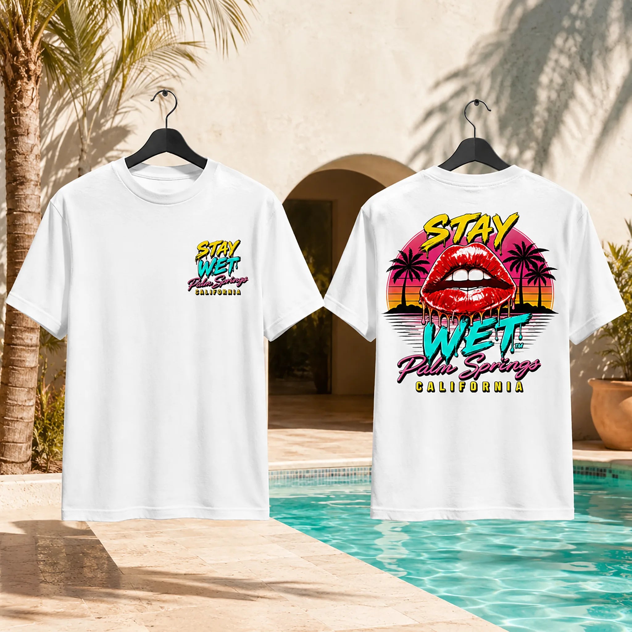 Stay Wet™ Hot Lips at Sunset – Front & Back Tee - Image 2