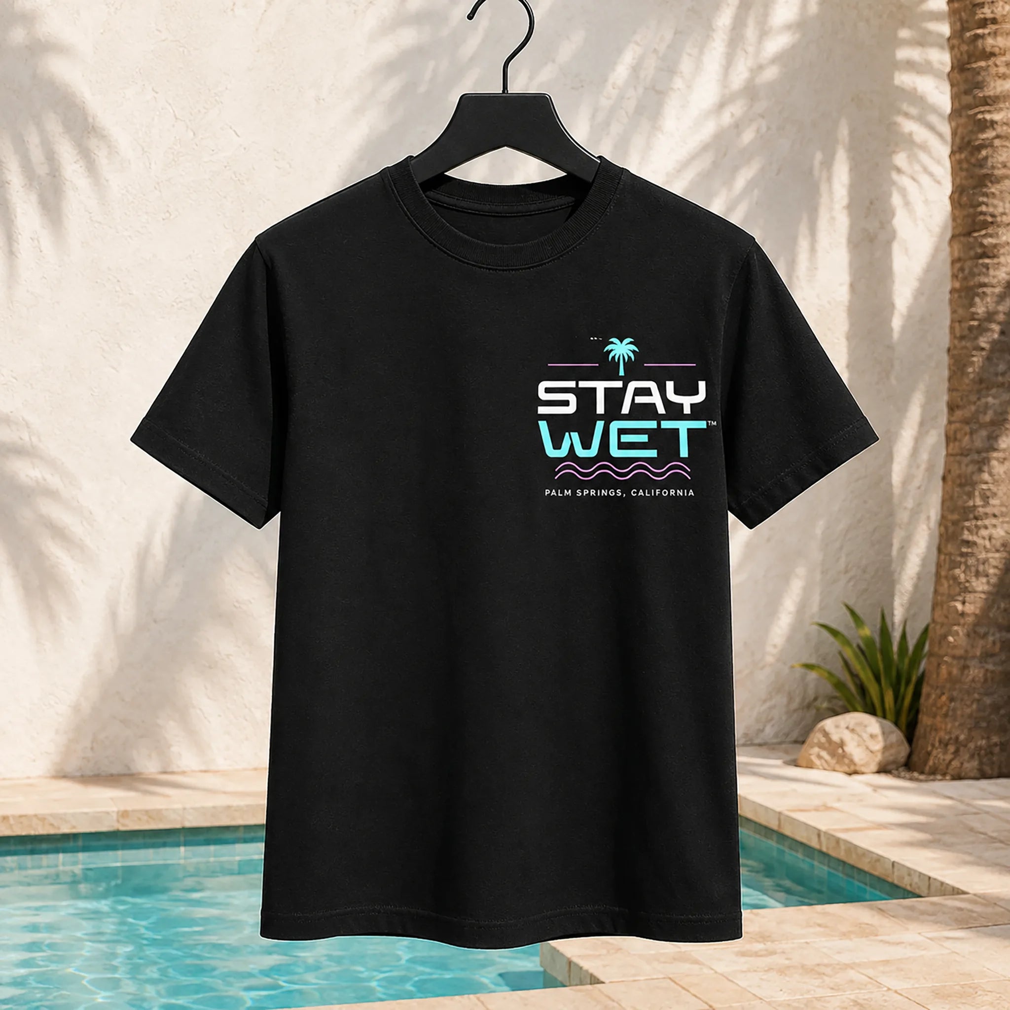 Stay Wet™ Poolside Takeover – Palm Tree V – Front & Back Tee - Image 3