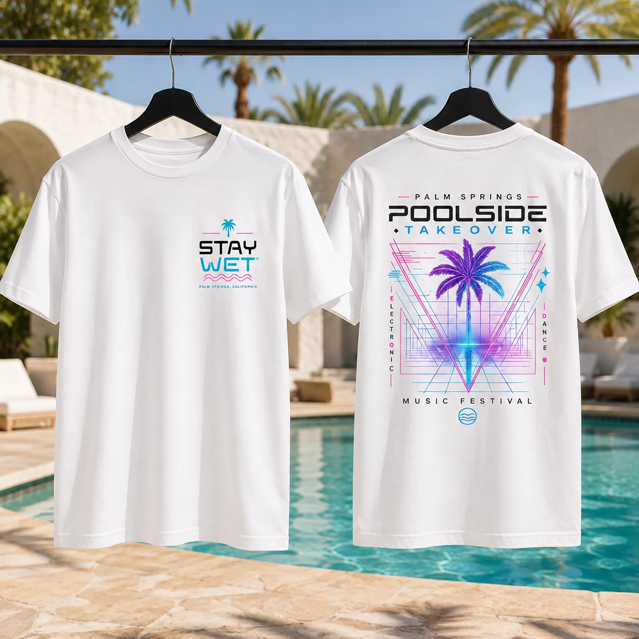 Stay Wet™ Poolside Takeover – Palm Tree V – Front & Back Tee - Image 2