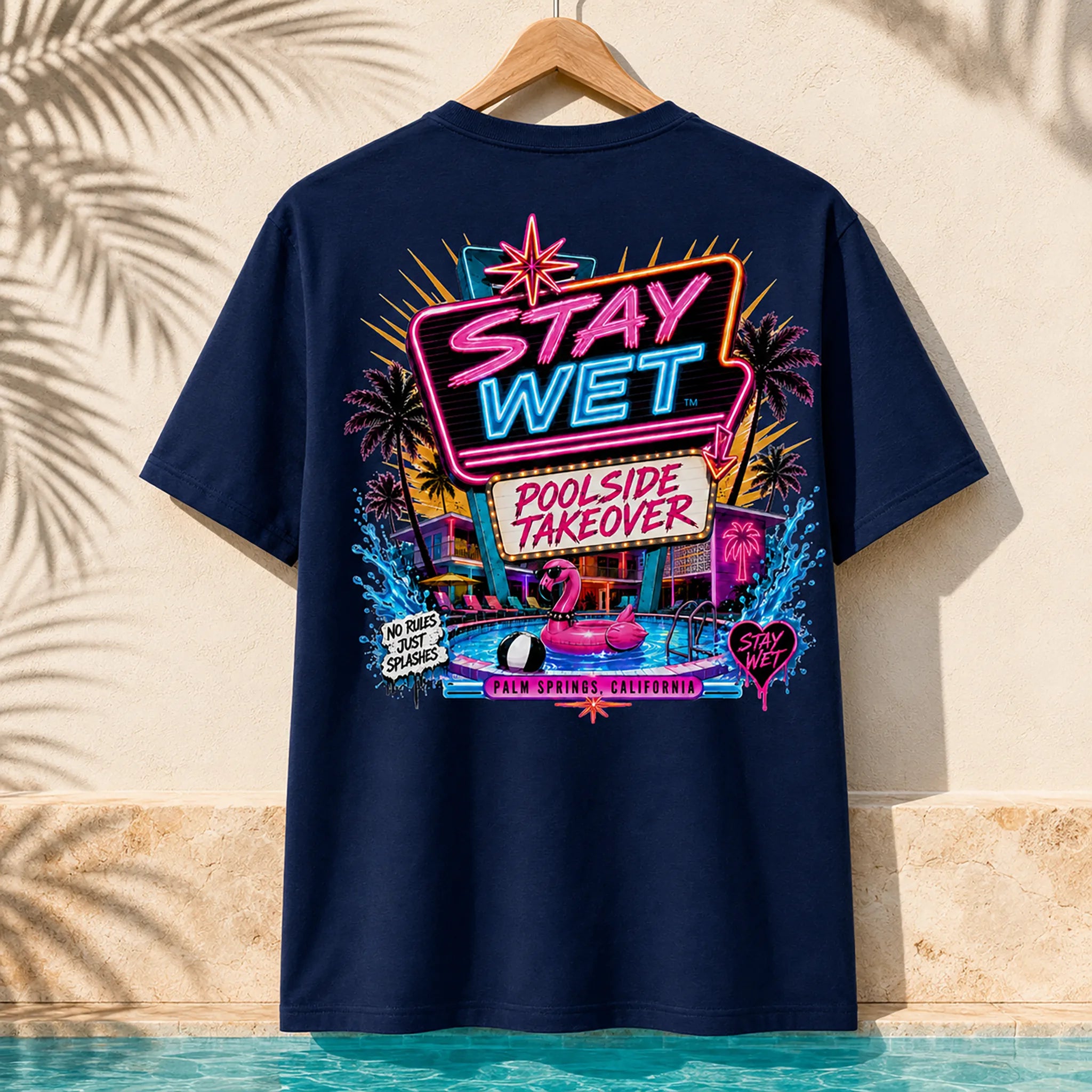 Stay Wet™ Poolside Takeover – Pink Flamingo – Front & Back Tee - Image 11